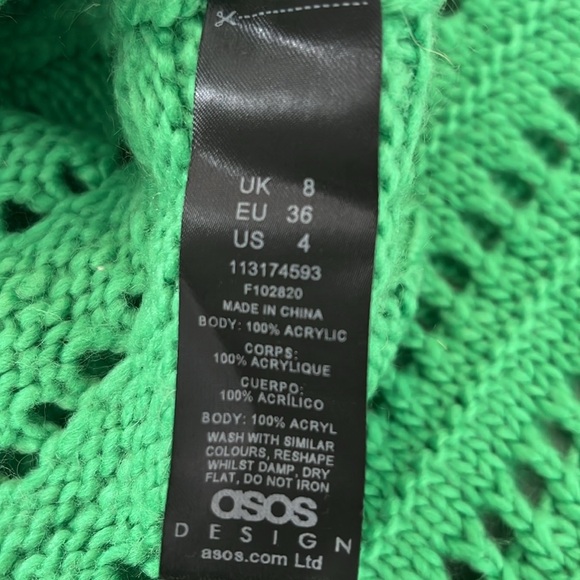 ASOS Green Crochet Sweater with Floral Detail – Size 4 - Picture 9 of 9